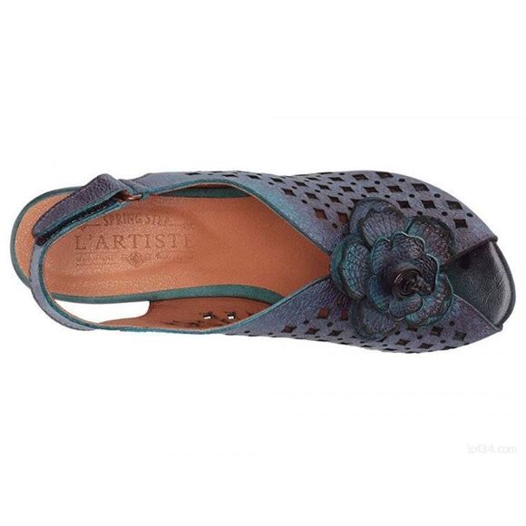 Spring Step L’Artiste Women’s Lovella Blum Blue Multi Leather Flower Appliqué L - Picture 7 of 15